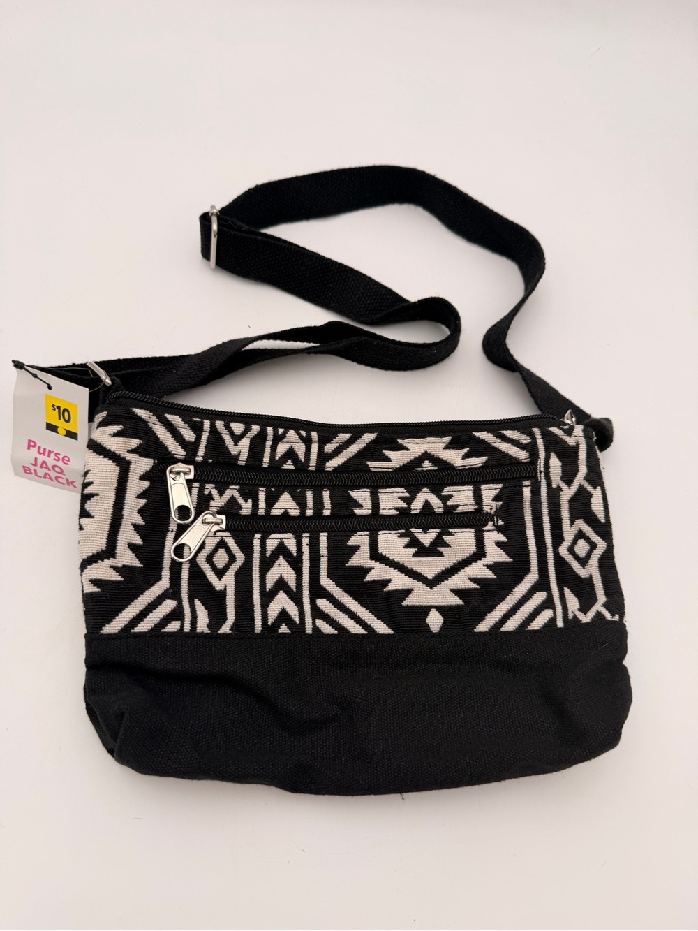 Black & White Aztec Crossbody Bag - Unbranded